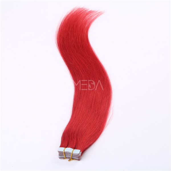 Customized lengths double drawn red dyed tape in hair extensions with high quality YL196